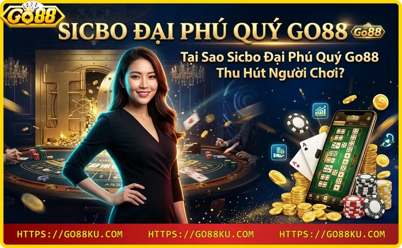 Ba viên xúc xắc sicbo đại phú quý nổi bật trên bàn casino với hiệu ứng ánh sáng neon