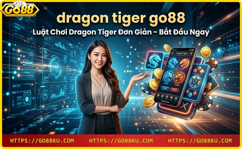 Người chia bài đặt lá bài King lên bàn chơi Dragon Tiger tại Go88