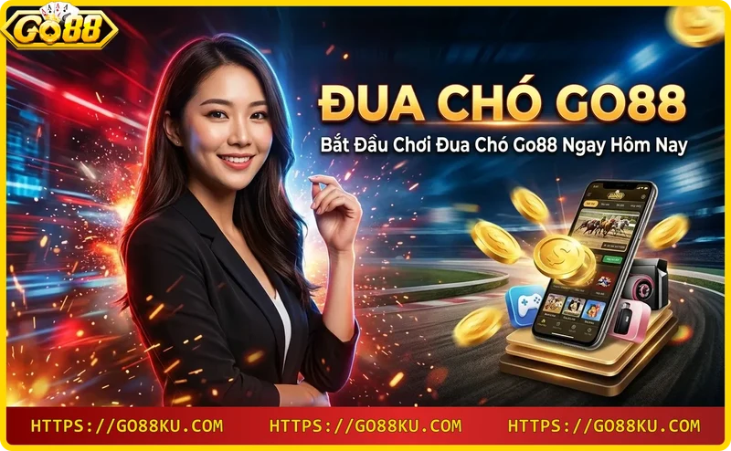 Nút play phát sáng trên đường đua chó Go88, mời gọi tham gia ngay
